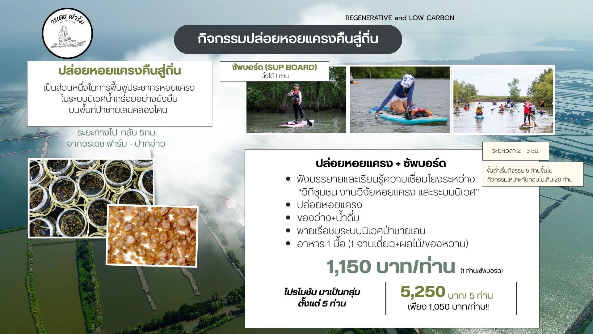 ภาพสรุปกิจกรรมปล่อยหอยแครงและพายซัพบอร์ด